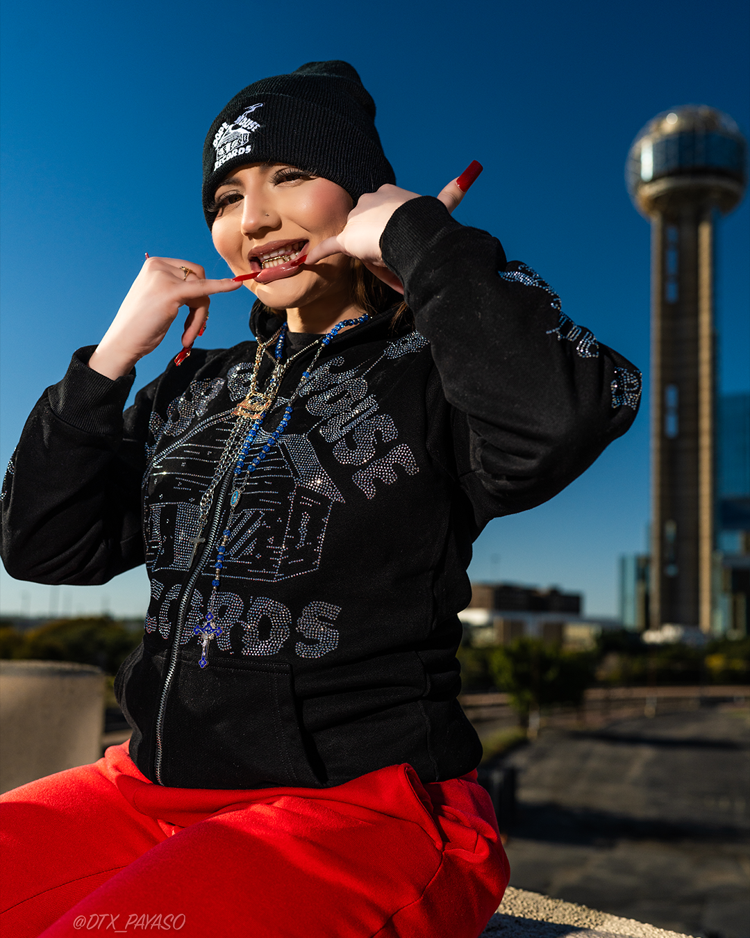 DHR Rhinestone Zip-Up Hoodie