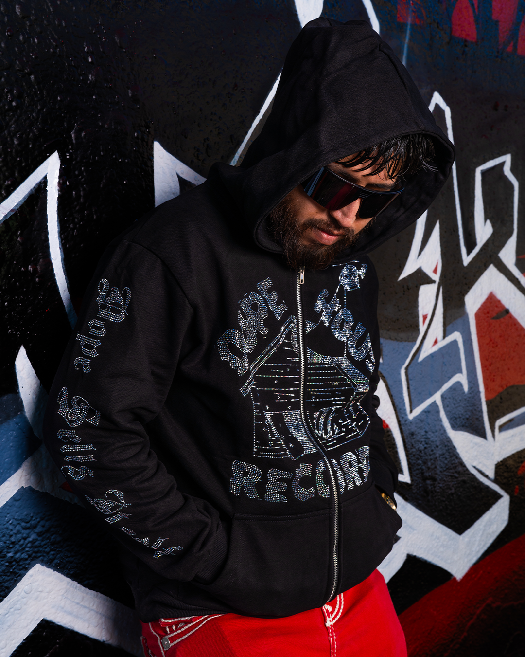 DHR Rhinestone Zip-Up Hoodie