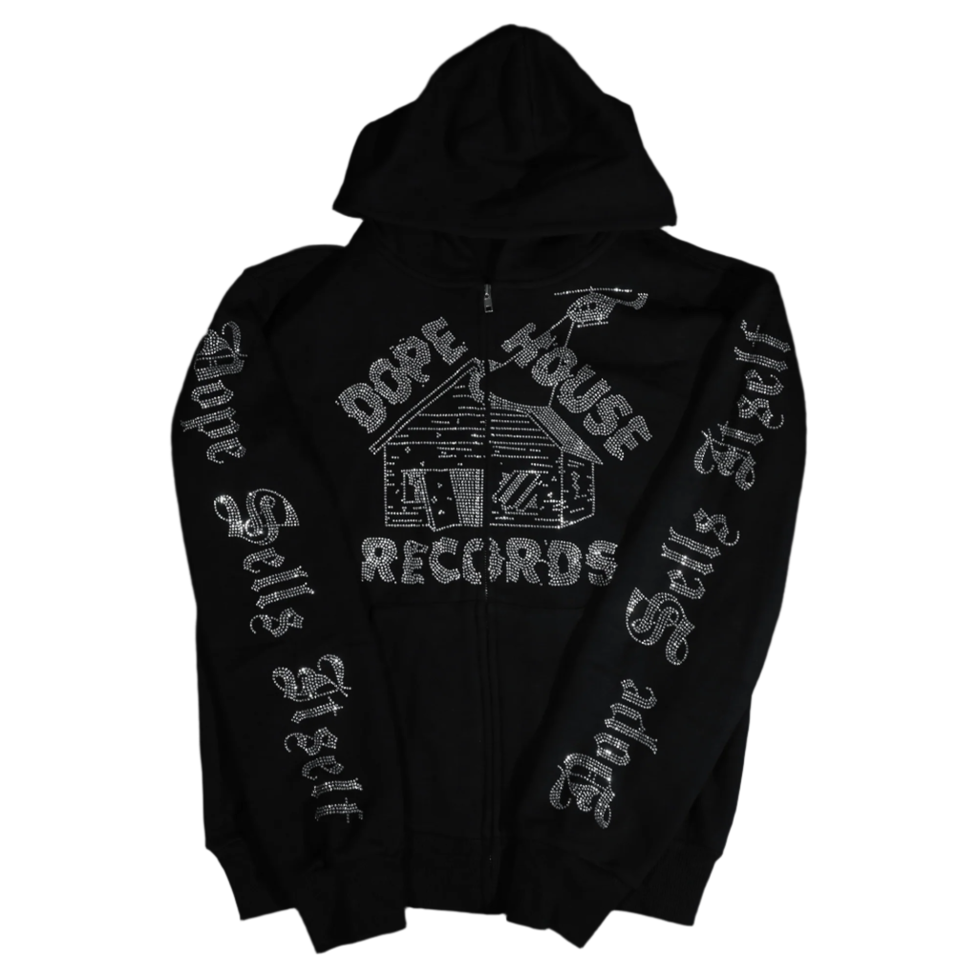 DHR Rhinestone Zip-Up Hoodie - Dope House Records